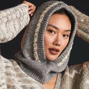 Anthropologie Embellished knit hood